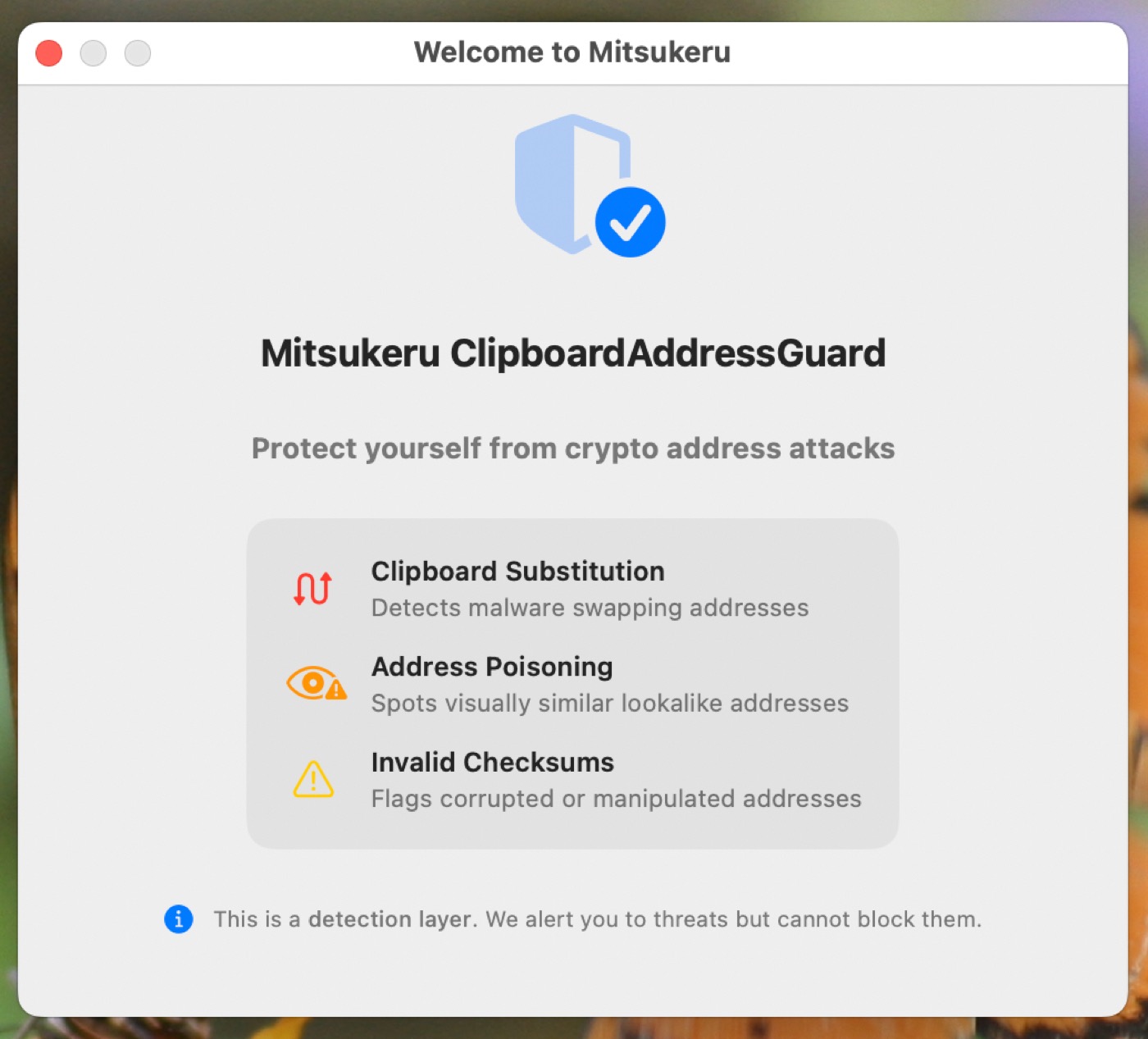ClipboardAddressGuard application screenshot
